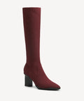 BelleVoyage Block Pointed Toe Heeled High Boot - Burgundy / US 6.5 | EU 37 | UK 4.5