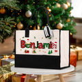 Bolsa de lona de gran capacidad personalizada Papá Noel Alce con nombre Regalo de Navidad para mujer