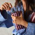 Easy-Squeezy Glasses Case - Double - Burgundy & Milk Tea Stripe