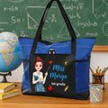 Bolsa de tela Oxford grande personalizada con dibujos animados y bolsillo de malla y texto Regalo de agradecimiento para el profesor en el Día de la Vuelta al Cole