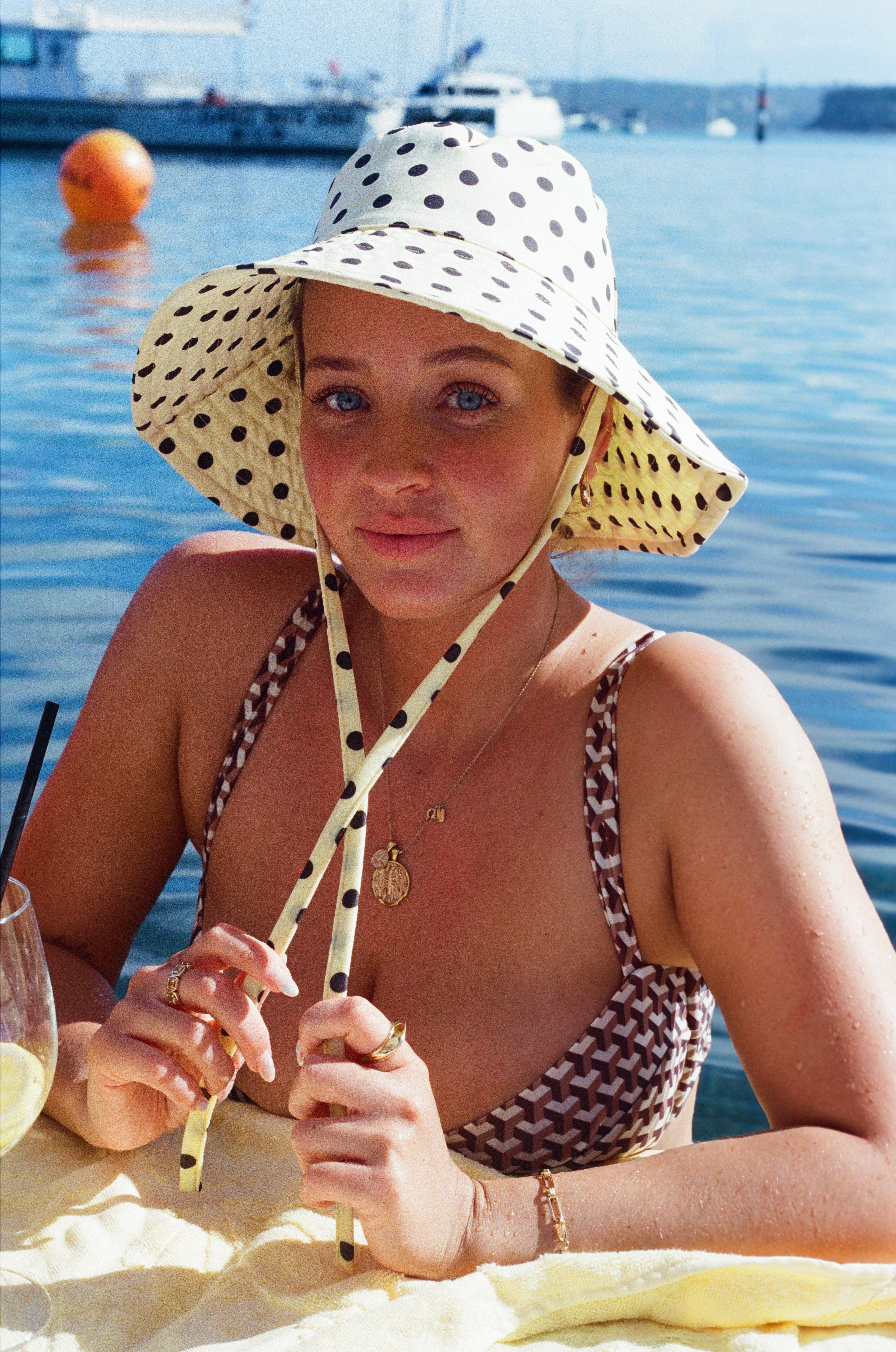 K. Juliet Polka Dot Hat - Yellow