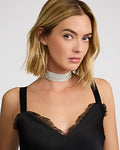 Express Women's Rhinestone Choker Statement Necklace in Silver