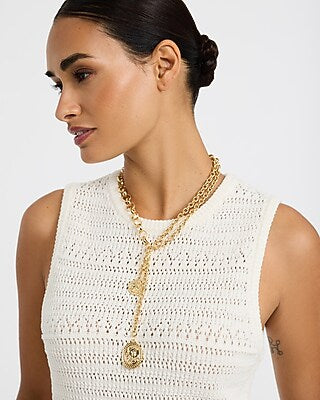 Express Women's 2 Row Chain And Coin Y Necklace in Gold