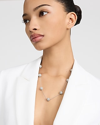 Express Women's Pave Pearl Necklace in Silver