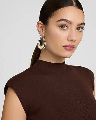 Express Women's Open Hoop Drop Statement Earrings in Gold