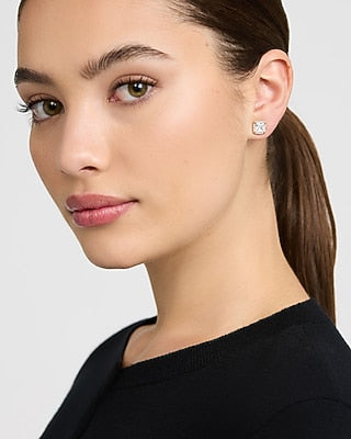 Express Women's Square Pave Halo Stud Earrings in Gold