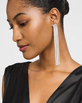 Express Women's Fringe Drop Statement Earrings in Silver
