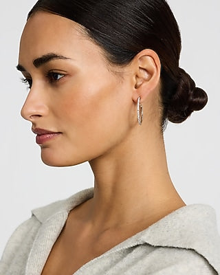 Express Women's Pave Hoop Earrings in Silver