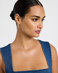 Express Women's Pave Link Drop Huggie Hoop Earrings in Gold