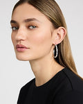 Express Women's Pave Stone Hoop Earrings in Silver