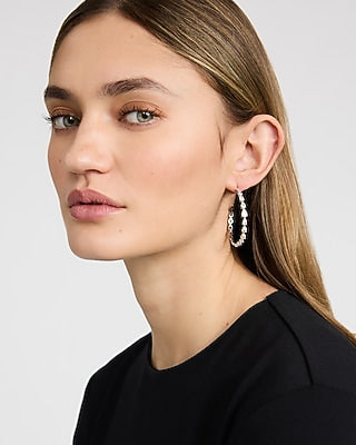 Express Women's Pave Stone Hoop Earrings in Silver