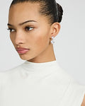 Express Women's Pave Drop Diamond Shape Stud Earrings in Silver