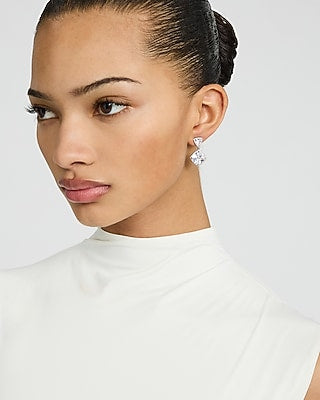 Express Women's Pave Drop Diamond Shape Stud Earrings in Silver