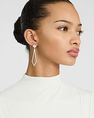 Express Women's Drop Diamond Shape Stud Earrings in Silver