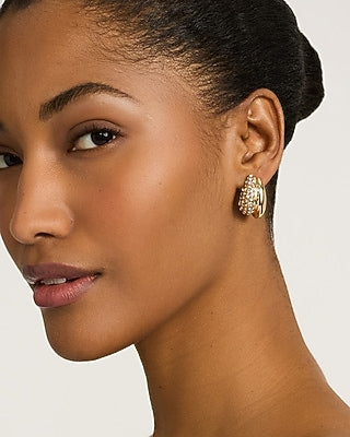 Express Women's Pave Double Drop Earrings in Gold