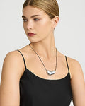 Express Women's Drop Pendant Leather Necklace in Silver