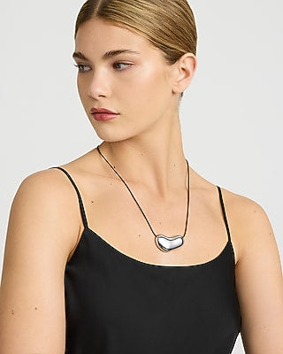 Express Women's Drop Pendant Leather Necklace in Silver