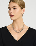 Express Women's Double Layered Chain Necklace in Silver
