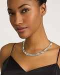 Express Women's Textured Herringbone Necklace in Silver