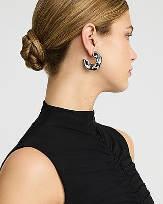 Express Women's Chunky Hoop Earrings in Silver