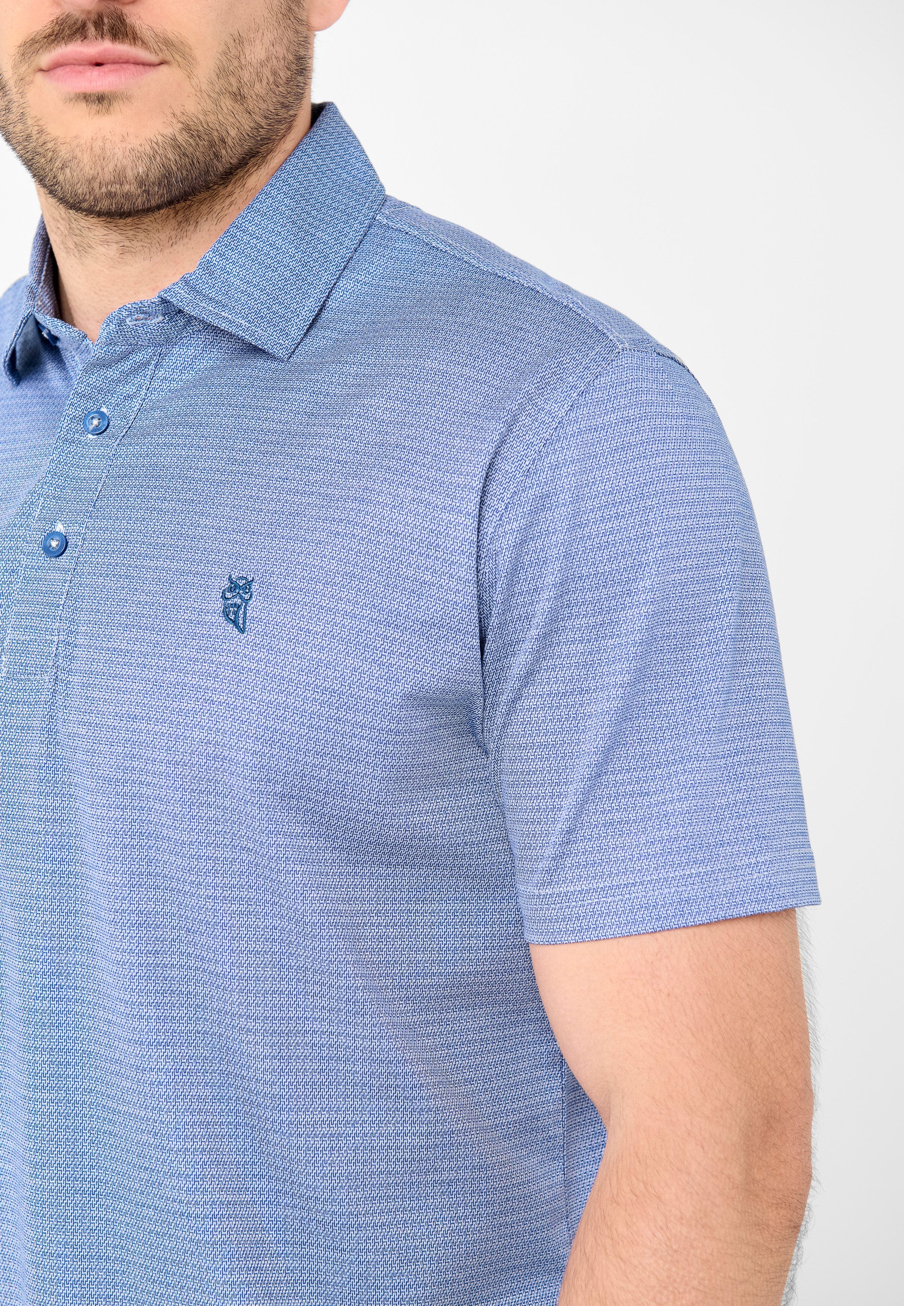 Polo Hombre Manga Corta Premium Algodón Geométrico - Azul 0008_33