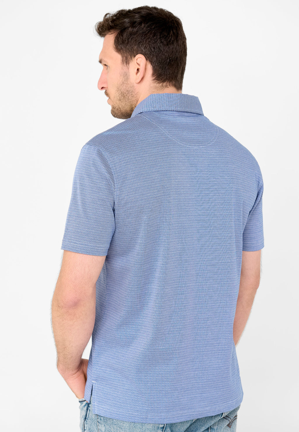 Polo Hombre Manga Corta Premium Algodón Geométrico - Azul 0008_33