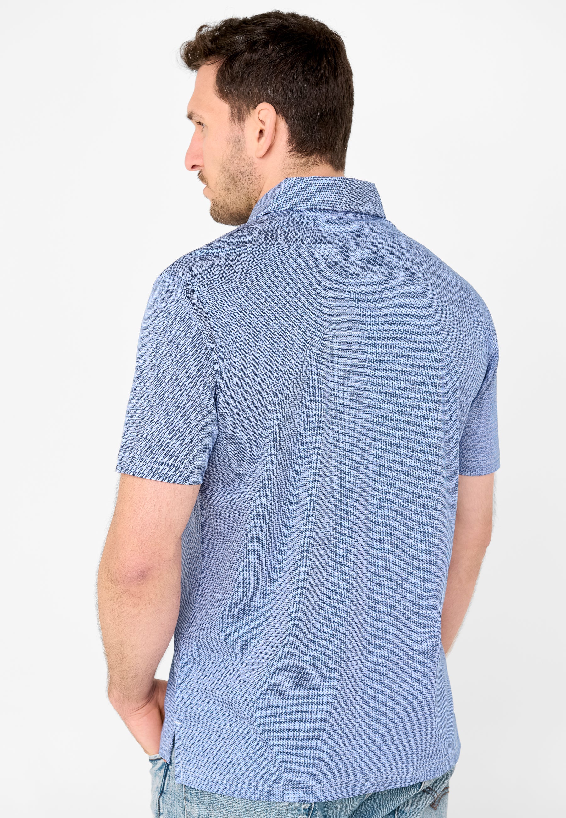 Polo Hombre Manga Corta Premium Algodón Geométrico - Azul 0008_33