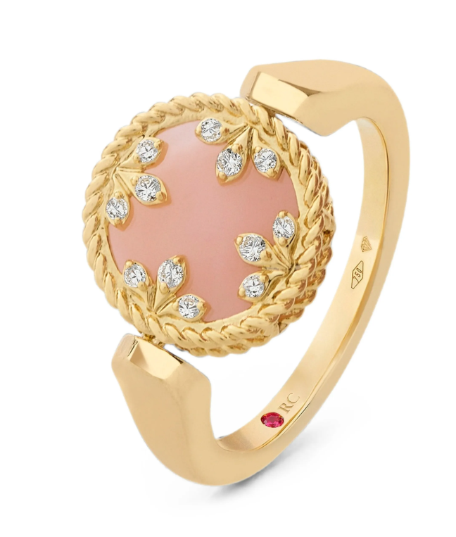 Roberto Coin Diamond and Pink Opal Ring — Gold