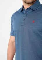 Polo Hombre Manga Corta Premium Algodón Geométrico - Azul 0010_39