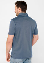 Polo Hombre Manga Corta Premium Algodón Geométrico - Azul 0010_39