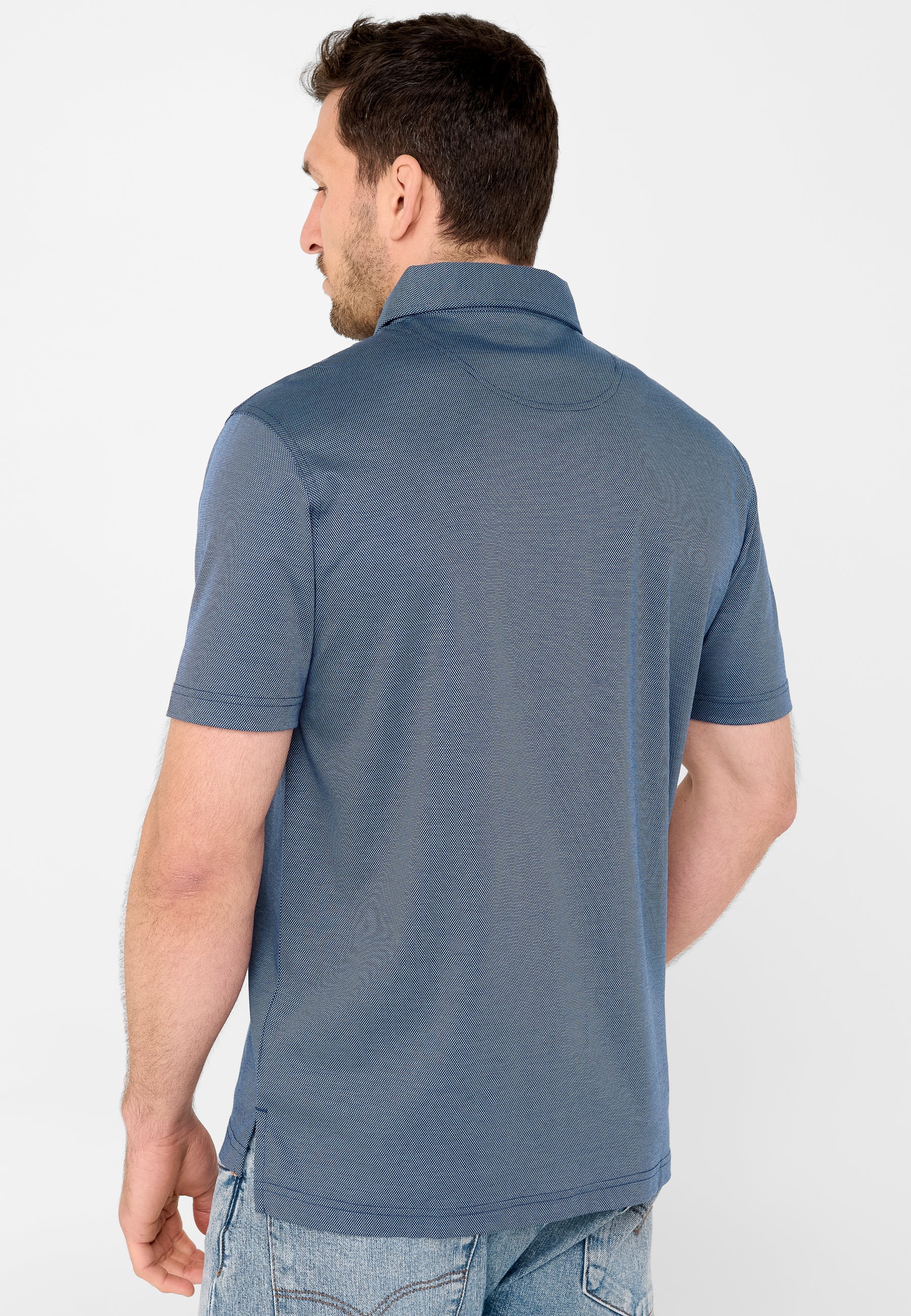 Polo Hombre Manga Corta Premium Algodón Geométrico - Azul 0010_39