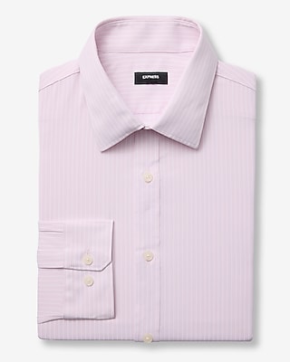 Express Men's Slim Striped Wrinkle-Resistant Everyday Performance Dress Shirt in Pink Small