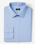 Express Men's Slim Striped Wrinkle-Resistant Everyday Performance Dress Shirt in Blue Small