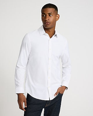 Express Men's Slim Solid Wrinkle-Resistant Everyday Performance Dress Shirt in White