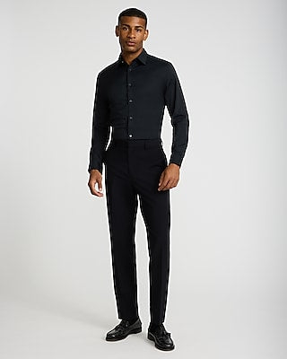 Express Men's Slim Solid Wrinkle-Resistant Everyday Performance Dress Shirt in Black Small
