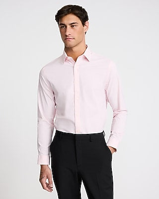 Express Men's Slim Solid Wrinkle-Resistant Everyday Performance Dress Shirt in Pink Small