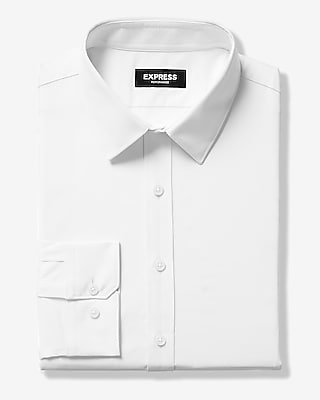 Express Men's Extra Slim Solid Wrinkle-Resistant Everyday Performance Dress Shirt in White Small