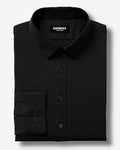 Express Men's Extra Slim Solid Wrinkle-Resistant Everyday Performance Dress Shirt in Black Small