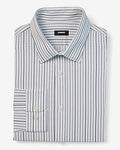 Express Men's Extra Slim Striped Wrinkle-Resistant Everyday Performance Dress Shirt in Light Gray