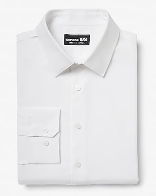 Express Men's Slim Solid Cotton Stretch 1Mx Dress Shirt in White Small