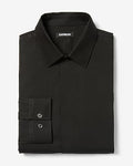 Express Men's Extra Slim Covered Placket Cotton Stretch 1Mx Dress Shirt in Jet Black