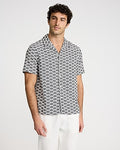 Express Men's Textured Geo Short Sleeve Shirt in Jet Black