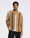 Express Men's Dotted Striped Short Sleeve Shirt in Neutral Small