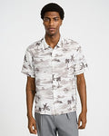 Express Men's Seersucker Tropical Island Short Sleeve Shirt in White Small