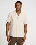 Express Men's Textured Circle Cotton Short Sleeve Shirt in Warm Ivory
