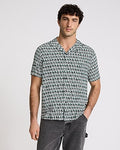 Express Men's Geo Rayon Short Sleeve Shirt in Green