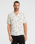 Express Men's Floral Stamp Short Sleeve Shirt in Pearl White