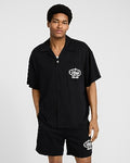 Express Men's Eternal Summer Graphic Short Sleeve Camp Collar Shirt in Black Small