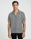 Express Men's Textured Open Knit Zig Zag Shirt in Black Small