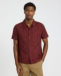 Express Men's Embroidein Red Floral Cotton Short Sleeve Shirt Small
